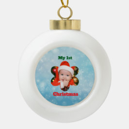 Flower Shape My 1st Christmas Photo Keramik Kugel-Ornament