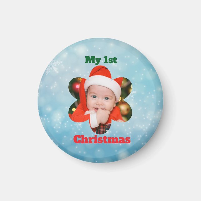 Flower Shape My 1st Christmas Photo Magnet (Vorne)
