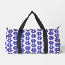 Flower Shape Plaid Blue Cornflower Duffle Bag