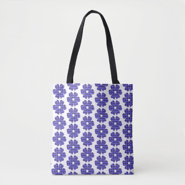 Flower Shape Plaid Blue Cornflower Tasche (Vorderseite)
