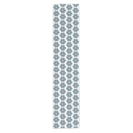 Flower Shape Plaid Blue Gray Table Runner Kurzer Tischläufer