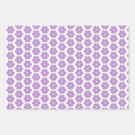 Flower Shape Plaid Pink Purple Geschenkpapier Set