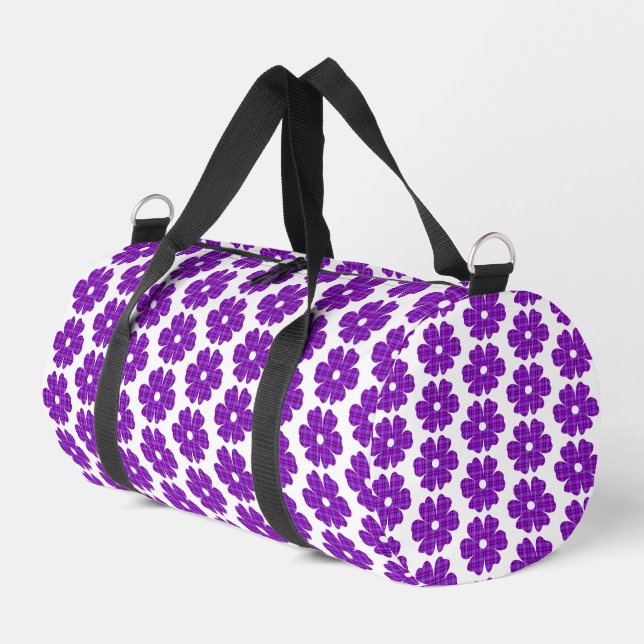 Flower Shape Plaid Purple Pink Duffle Bag (Linke Seite)