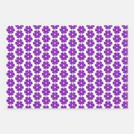 Flower Shape Plaid Purple Pink Geschenkpapier Set