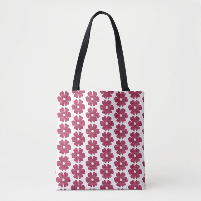 Flower Shape Plaid Red Pink Tasche (Vorderseite)