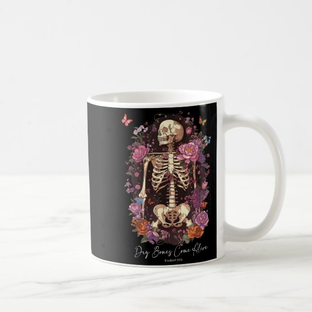 Flower Skeleton Dry Bones Come Alive, Retro Enchan Kaffeetasse (Rechts)