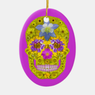 Flower Skull 3 Keramikornament