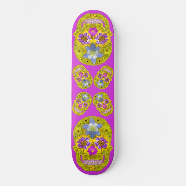 Flower Skull 3 Skateboard (Vorderseite)