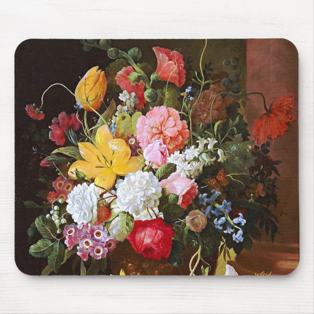 Flower Still Life Of Roses Tulips And Violets Mousepad (Vorne)