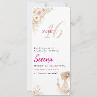 Flower Traumhaft Sanfte Sweet 16 Geburtstags-Notiz Einladung