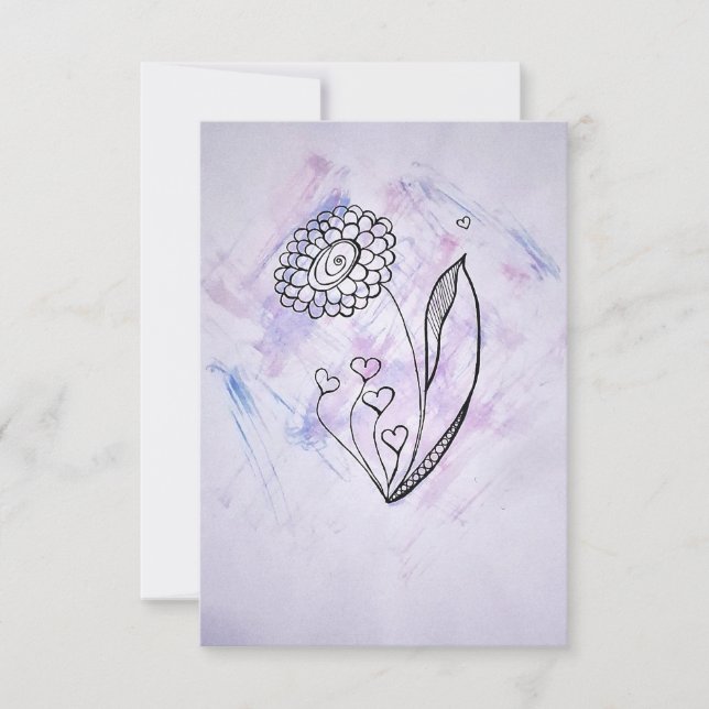 Flower with Hearts Thank you card Dankeskarte (Vorderseite)