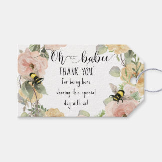 Flower Wreath Oh Babee Shower Bumblebee Thank You Geschenkanhänger