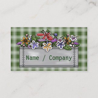 Flowerbox und grüner Gingham Visitenkarte