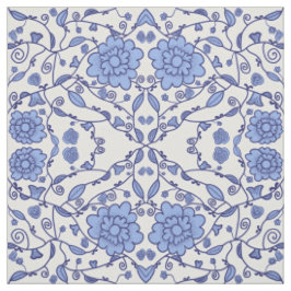 Flowered blue and white fabric stoff