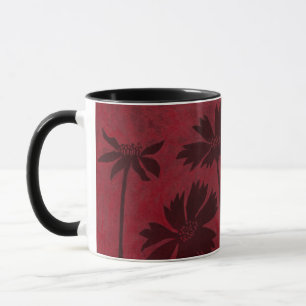 Flowerhead Silhouetten auf hochrotem Hintergrund Tasse