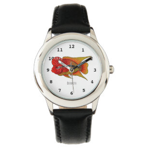 Flowerhorn cichlid fish cartoon illustration armbanduhr