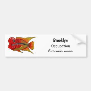 Flowerhorn cichlid fish cartoon illustration autoaufkleber
