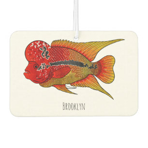 Flowerhorn cichlid fish cartoon illustration autolufterfrischer