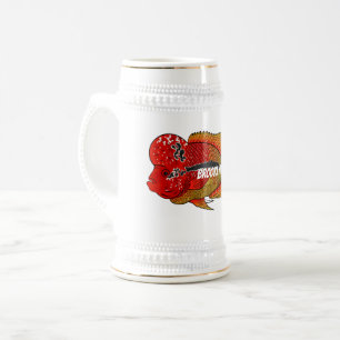 Flowerhorn cichlid fish cartoon illustration bierglas