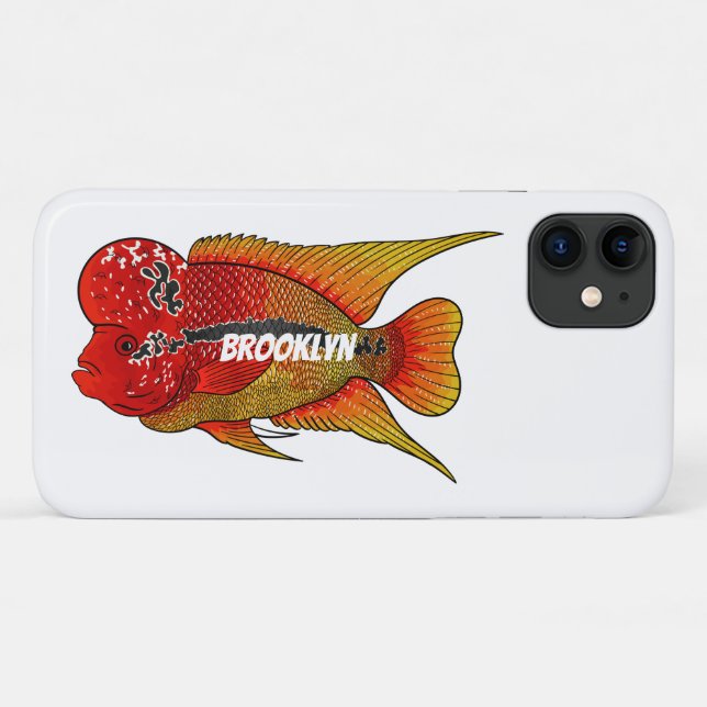 Flowerhorn cichlid fish cartoon illustration Case-Mate iPhone hülle (Rückseite (Horizontal))