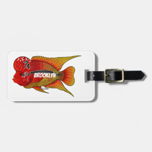 Flowerhorn cichlid fish cartoon illustration gepäckanhänger
