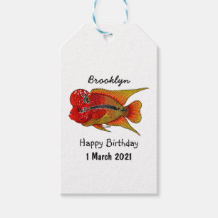 Flowerhorn cichlid fish cartoon illustration geschenkanhänger