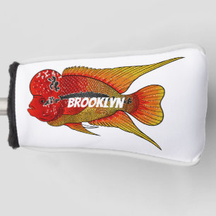 Flowerhorn cichlid fish cartoon illustration golf headcover