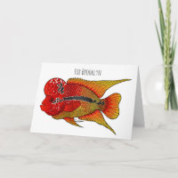 Flowerhorn cichlid fish cartoon illustration