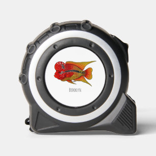 Flowerhorn cichlid fish cartoon illustration maßband