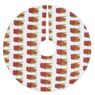 Flowerhorn cichlid fish cartoon illustration polyester weihnachtsbaumdecke