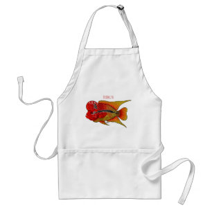 Flowerhorn cichlid fish cartoon illustration schürze