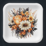 Flowering Bouquet Pappteller<br><div class="desc">A Beautiful Paper Plate Of A Fall Floral Bouquet Of Orange,  Yellow And White Flowers For Any Occasion</div>