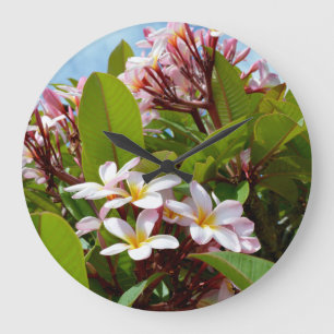 Flowering Pink Frangipani Tree, Große Wanduhr