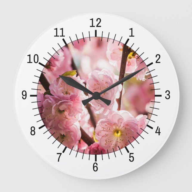 Flowering Plum - Pink Paradize Große Wanduhr (Vorderseite)