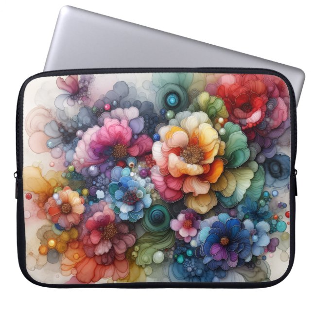 Flowers Alcohol Ink Laptopschutzhülle (Vorderseite)