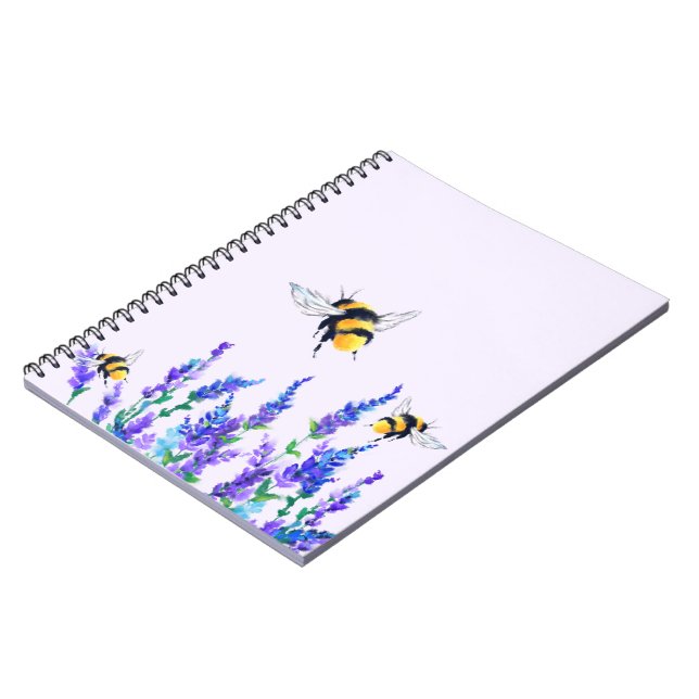 Flowers and Bees Flying Notebook Spring Joy Notizblock (Linke Seite)