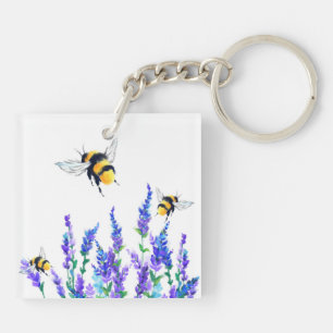 Flowers and Bees Keychain Spring