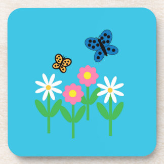 Flowers and Butterflies Coaster (Hard Plastic) Getränkeuntersetzer