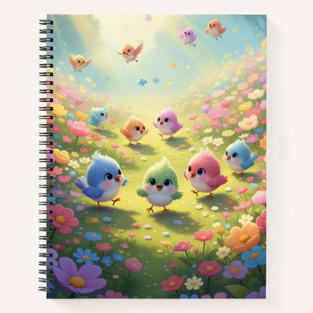 Flowers and Chicks Notebook Notizbuch (Vorderseite)