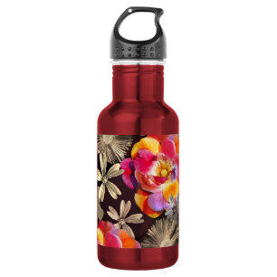 Flowers Boho Floral Bold Pattern - Gold Pink Rose Edelstahlflasche