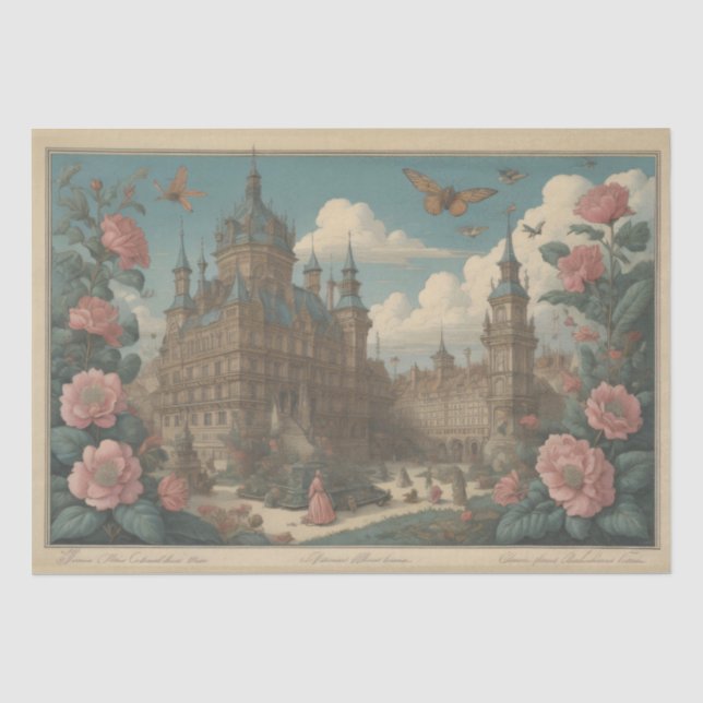Flowers Castle & postcard v3 - 13x19 Seidenpapier (Vorderseite)