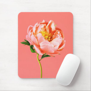 Flowers   Coral Peony Blossom Mousepad