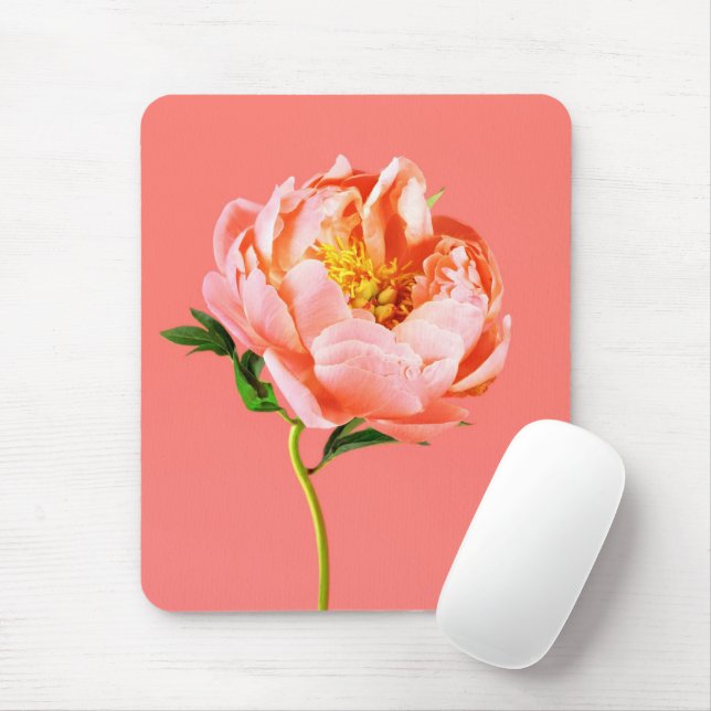 Flowers | Coral Peony Blossom Mousepad (Mit Mouse)