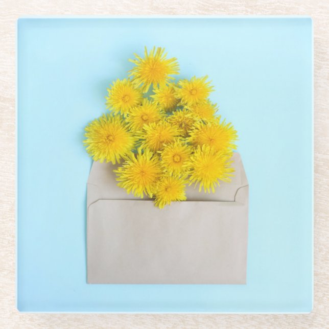 Flowers | Dandelions in Envelope Glasuntersetzer (Vorderseite)