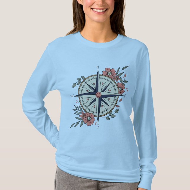 Flowers, Directions, Compass T-Shirt (Vorderseite)