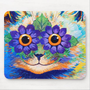 Flowers eyes cat by Louis Wain Mousepad