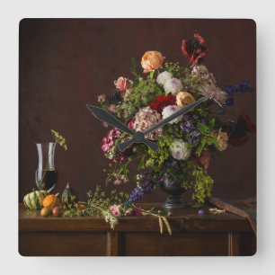 Flowers   Floral Arrangement Quadratische Wanduhr
