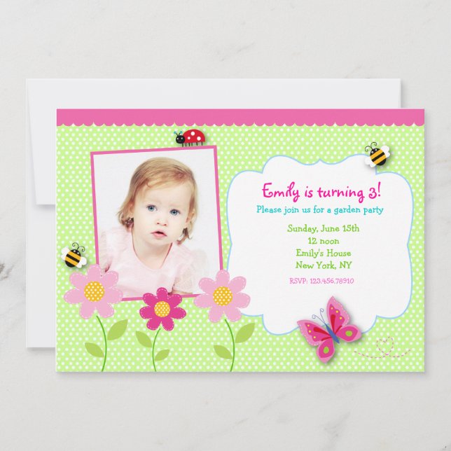 Flowers Garden Photo Invitations à la fête d'anniv (Devant)