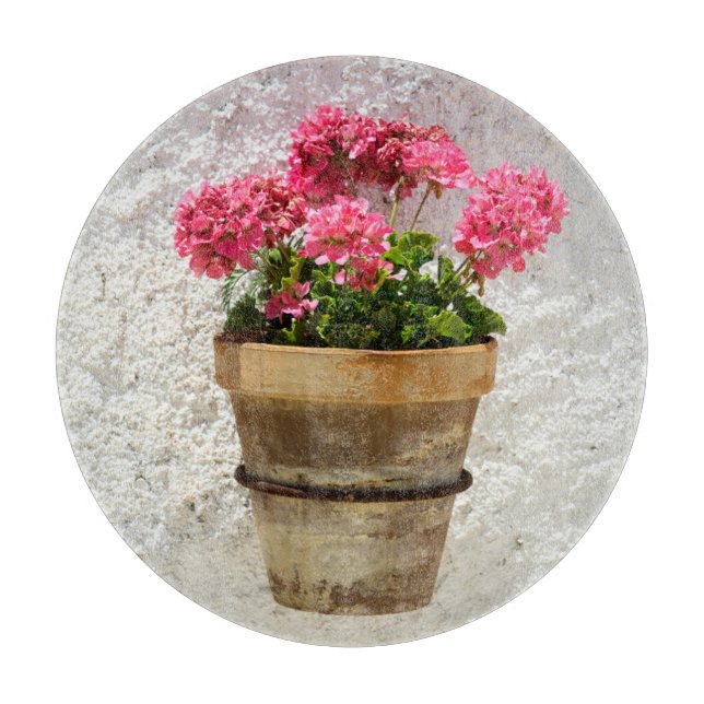 Flowers Geranium In Flower in Pot Schneidebrett (Vorderseite)