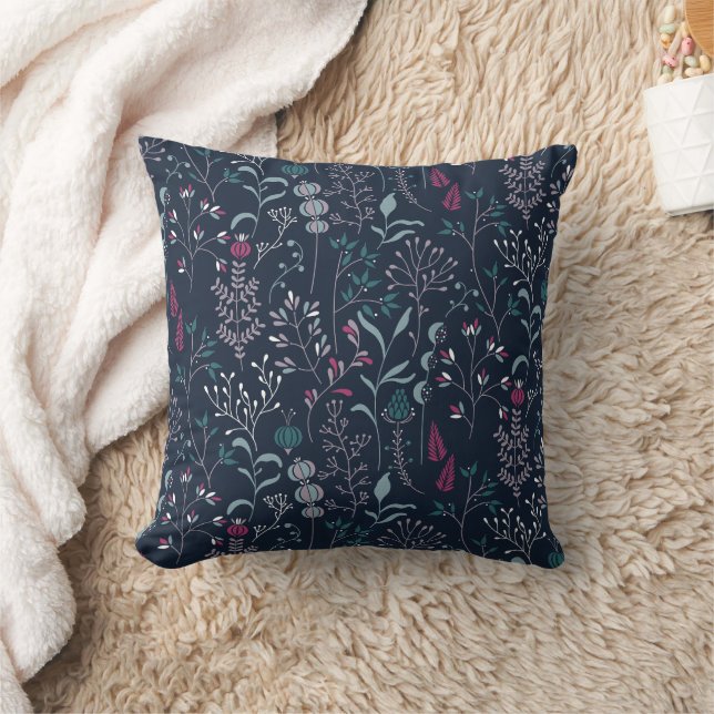 Flowers & Grass Botanical Pattern Kissen (Decke)